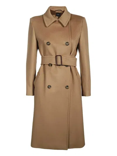 Weekend Max Mara Double-breasted Coat In Camel
