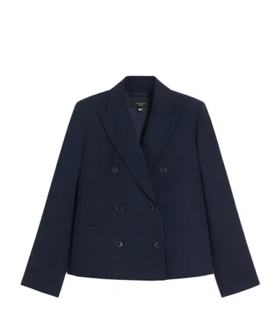 Weekend Max Mara Double-breasted Gabardine Jacket In Blue