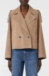 Weekend Max Mara Omens Marron Glace Maga Crop Suede Jacket In Brown