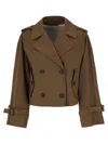 Weekend Max Mara Gabardine Short Wool Jacket In Brown