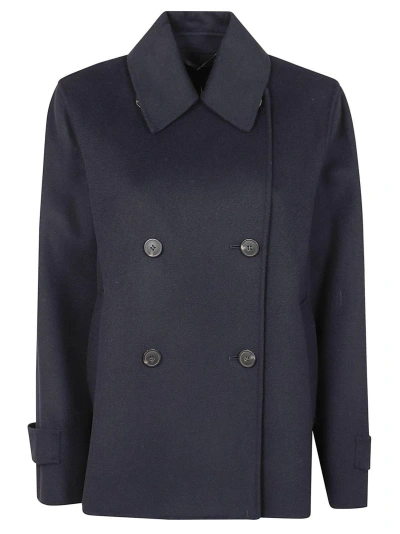Weekend Max Mara Double-breasted Long-sleeved Jacket In Blue