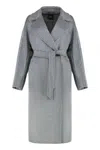 Weekend Max Mara Double-breasted Midi Coat In Wool In Gray
