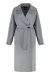 Weekend Max Mara Double-breasted Midi Coat In Wool In Gray