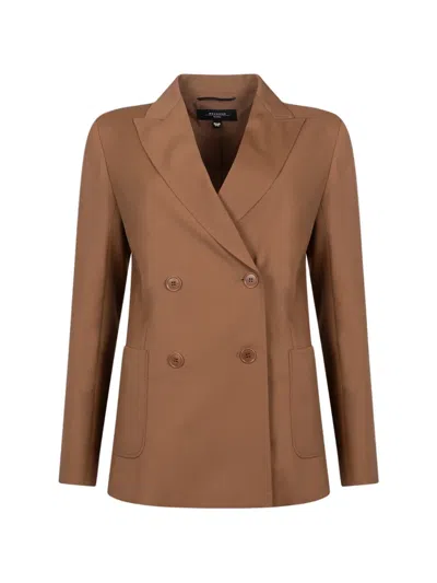 Weekend Max Mara Double-breasted Peak-lapel Blazer In Brown