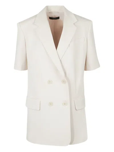 Weekend Max Mara Double-breasted Short-sleeve Jacket In White