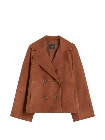 Weekend Max Mara Weekend Maxmara Double-breasted Suede Jacket Terracotta In Brown