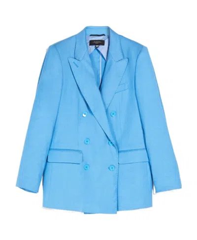 Weekend Max Mara Double-breasted Suit Jacket In Blue