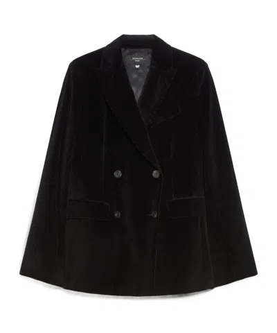 Weekend Max Mara Double-breasted Velvet Blazer In Black