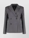 Weekend Max Mara Double-breasted Virgin Wool Jacket Featuring Pockets In Gray