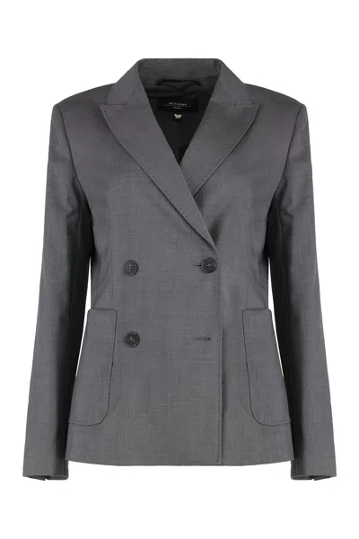Weekend Max Mara Double-breasted Virgin Wool Jacket In Black