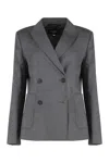 Weekend Max Mara Double-breasted Virgin Wool Jacket In Gray