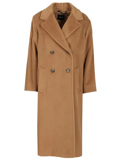 Weekend Max Mara Double-breasted Wool And Alpaca Coat Knitwear Brown