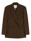 Weekend Max Mara Ginseng Double Breasted Virgin Wool Blazer In Brown
