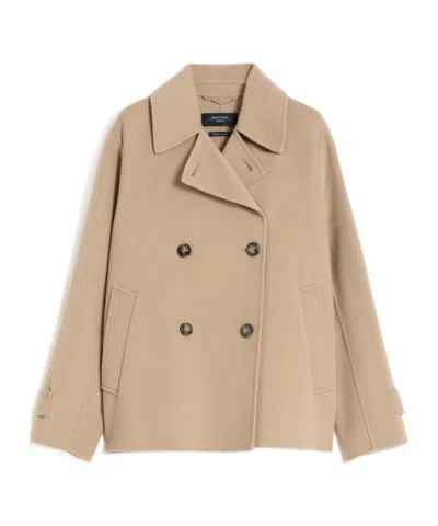 Weekend Max Mara Double-breasted Wool Blend Coat In Brown