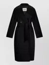 Weekend Max Mara Double Breasted Wool Coat Belted Midi In Black