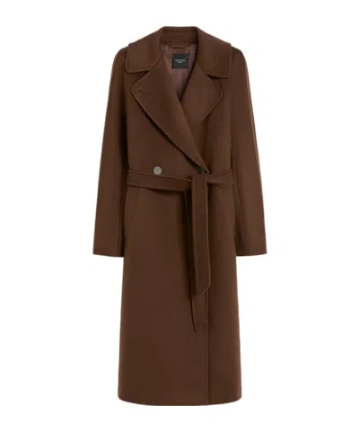 Weekend Max Mara Double-breasted Wool Mid-length Coat In Brown