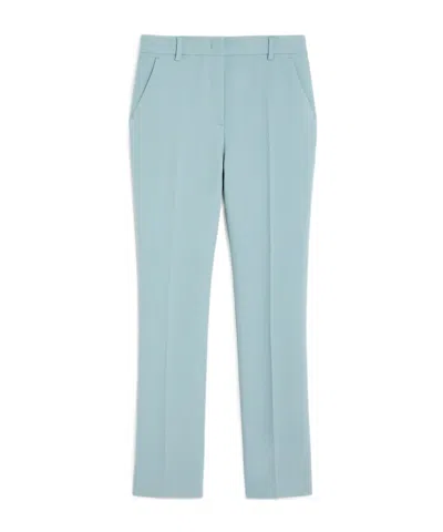 Weekend Max Mara Double Viscose Canvas Trousers In Green