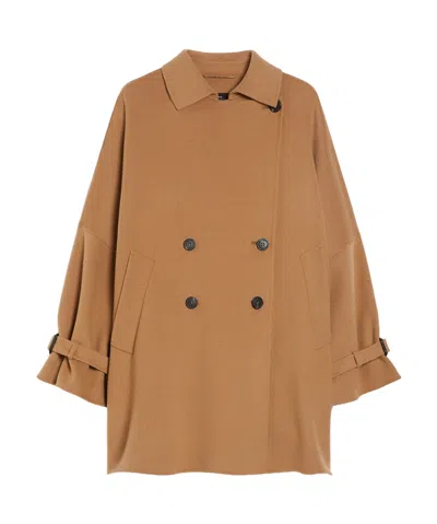 Weekend Max Mara Comfort-fit Double-faced Wool-blend Coat In Brown