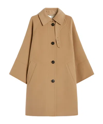 Weekend Max Mara Double Wool Drap Coat In Brown