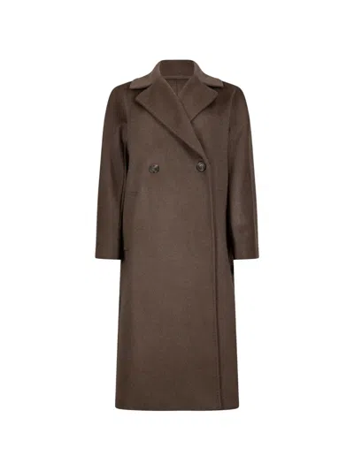 Weekend Max Mara Double-breasted Belted Coat In Brown