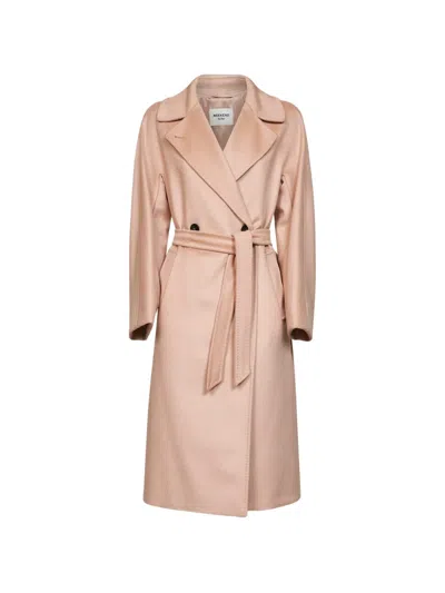 Weekend Max Mara Double-breasted Belted Coat In Pink