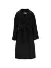Weekend Max Mara Double-breasted Belted Coat In Black
