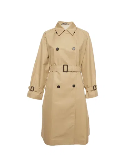 Pre-owned Weekend Max Mara Double-breasted Gabardine Trench Coat In Neutrals