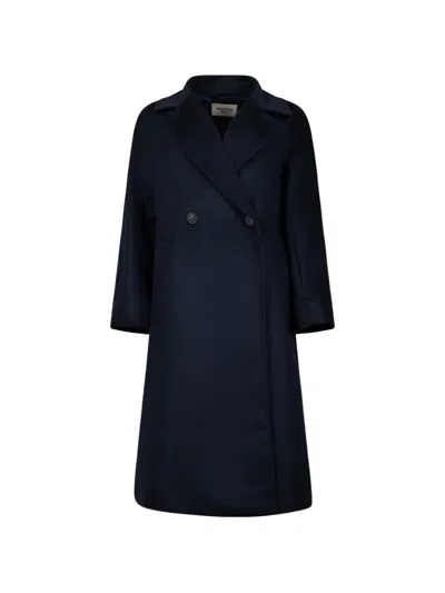 Weekend Max Mara Double-breasted Notched-lapels Coat In Blue