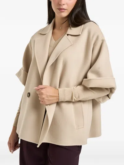Weekend Max Mara Double-breasted Short-sleeve Coat In Neutral
