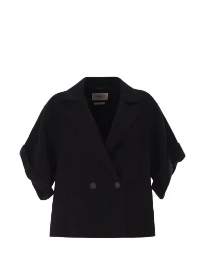 Weekend Max Mara Double-breasted Short-sleeve Jacket In Black