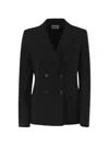 Weekend Max Mara Double-breasted Stretch-fabric Blazer In Black