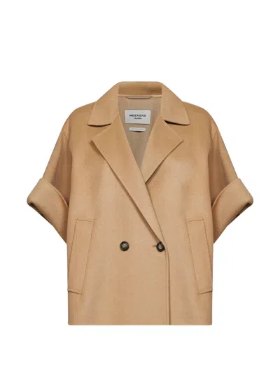 Weekend Max Mara Weekend Maxmara Wkdneo Virgin Wool Double Breasted Jacket With A Boxy Silhouette In Green