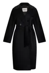 Weekend Max Mara Double Breasted Wool Coat Belted Midi In Black