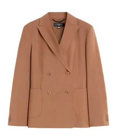 Weekend Max Mara Double-brebreasted Wool Suit Jacket In Brown