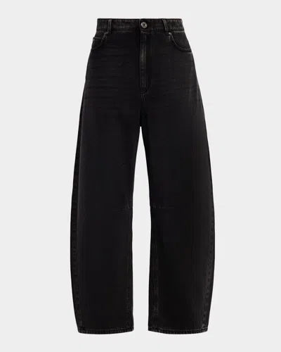 Weekend Max Mara Douglas Cropped Cotton Denim Barrel Jeans In Black