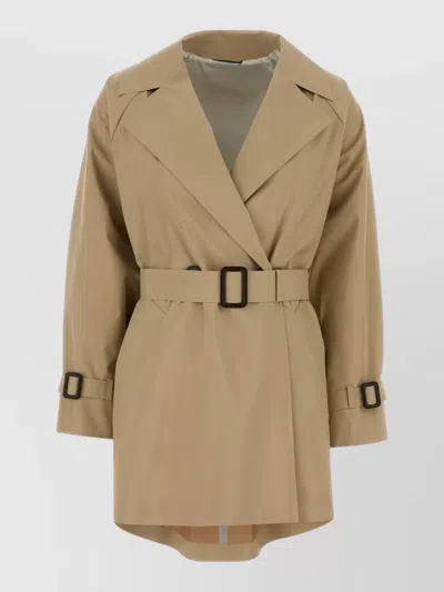 Weekend Max Mara Dovatta Cotton Trench Coat Belted Design In Brown
