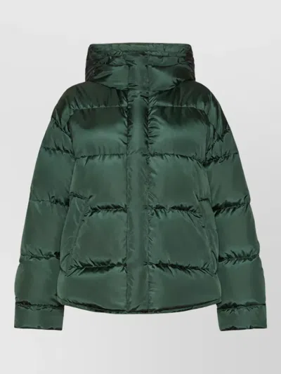 Weekend Max Mara Down Hooded Quilted Puffer Jacket In Green