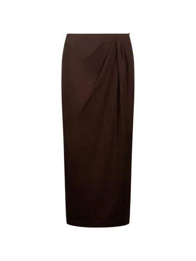 Weekend Max Mara Draped Midi Skirt In Brown
