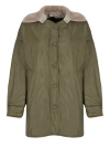 Weekend Max Mara Shearling-collar Jacket In Green