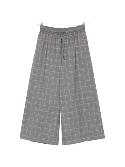 Weekend Max Mara Drawstring Check-pattern Trousers In Gray
