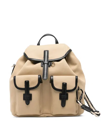 Weekend Max Mara Drawstring Flap-pocket Backpack In Neutral