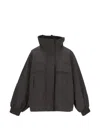 Weekend Max Mara Drawstring High-neck Jacket In Gray