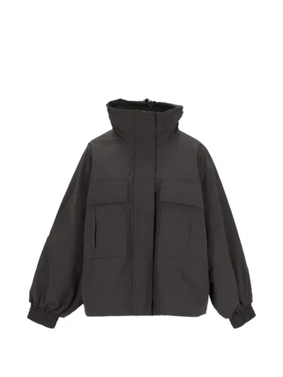 Weekend Max Mara Drawstring High-neck Jacket In Gray