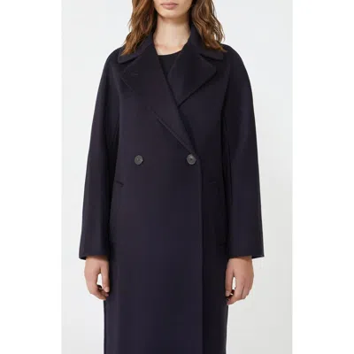 Weekend Max Mara Dresina Double Breasted Virgin Wool Coat In Black