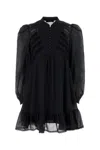 Weekend Max Mara Lace-insert Ruffled Mini Dress In Black