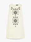 Weekend Max Mara Omens Donald Floral-embroidered Cotton-blend Mini Dress Ivory