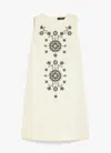 Weekend Max Mara Omens Donald Floral-embroidered Cotton-blend Mini Dress Ivory In Neutral