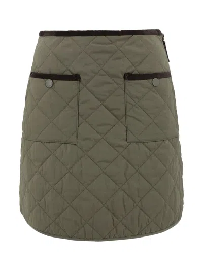 Weekend Max Mara Drip-proof Taffeta Short Skirt In Kaki