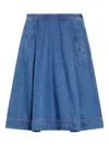 Weekend Max Mara Dry Pleated Denim Midi Skirt