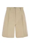 Weekend Max Mara Beige Bermuda Shorts In Cotton And Linen